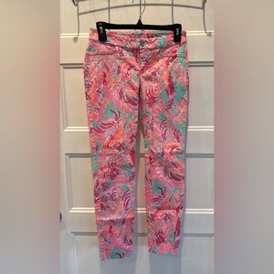 Lilly Pulitzer Pink and Green Skinny Pants